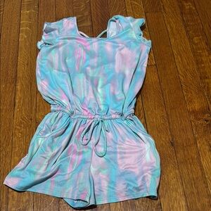 Pink and Blue Tie-Dye Jumpsuit with Relaxed Fit